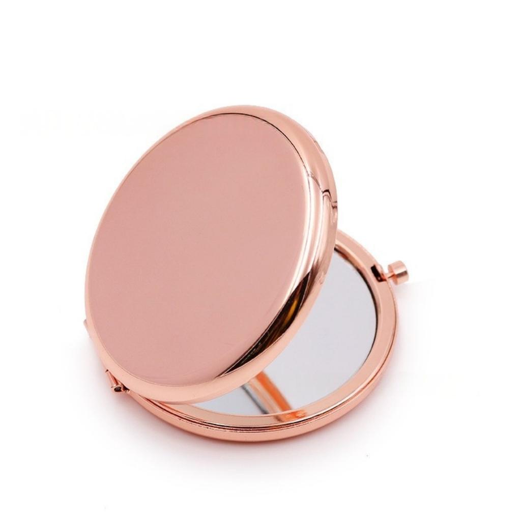 Portable Handheld Pocket Makeup Mirror Metal Stand-up Travel Compact Folding Double-Sided Small Mirror Double-Sided for Ladie