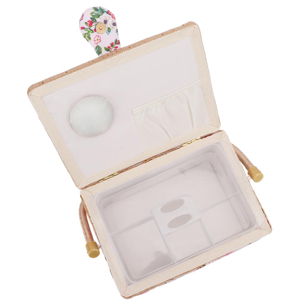 Sewing Basket Double Layer Design Large Capacity Comfortable Handle Sundries Storage Box for Home