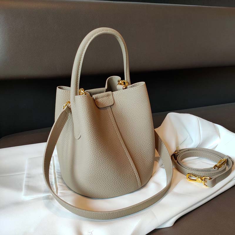 2025 cowhide Leather Small Bucket Basket bags Cute Women Handbags fashion Top-handle bag Work Shoulder Crossbody blue bag Lady