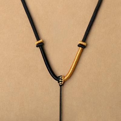 Collana in corda bicolore intrecciata a mano con ciondolo regolabile per uomo e donna