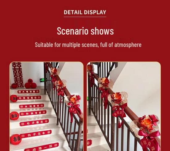 Creative Wedding Decoration Set: Stair Handrail Flowers & Bride Room Arrangement