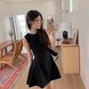 Sophisticated Black Cotton Blend A Line Sleeveless Dress For Summer Elegant Womens Fashion