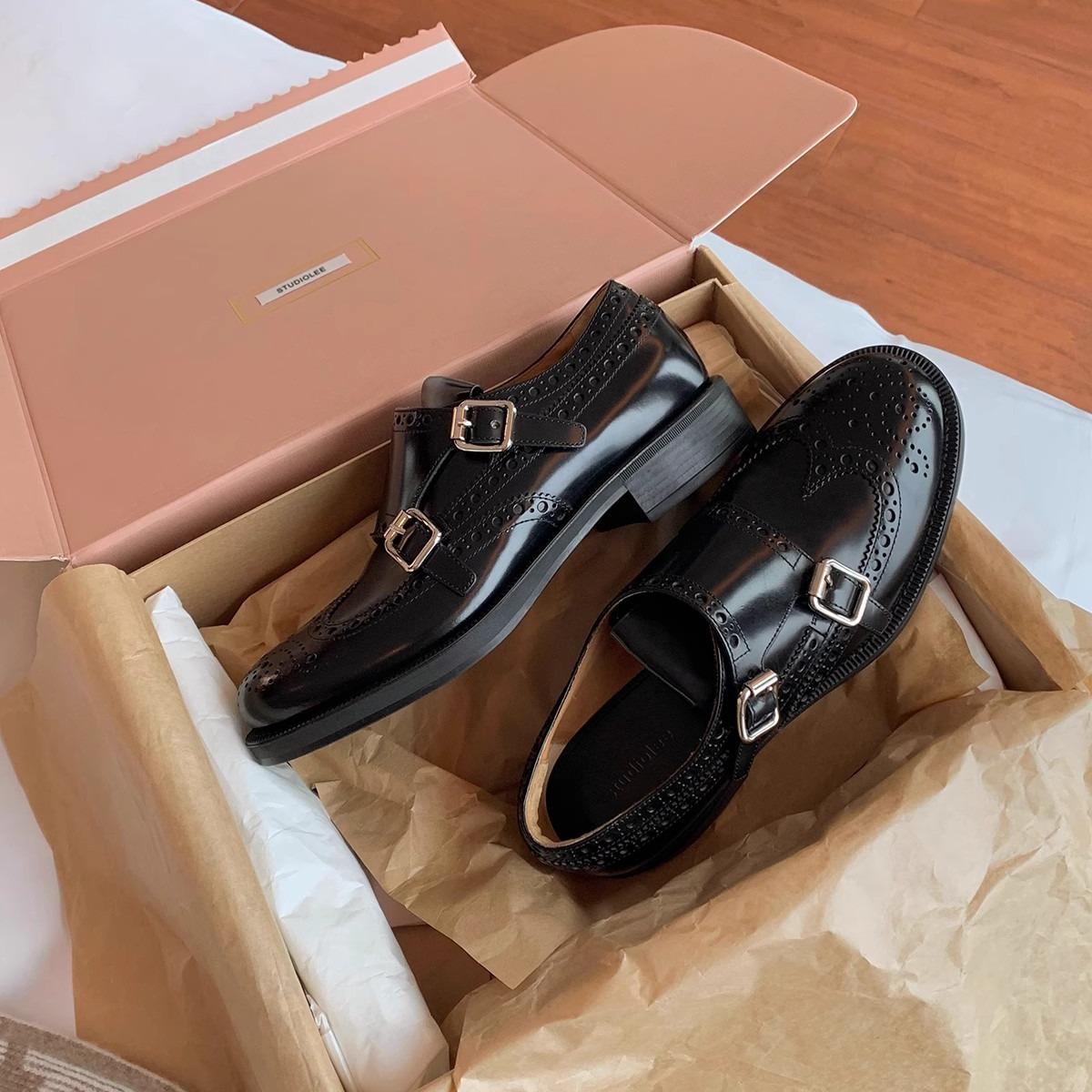 Виноградная мать в том же британском стиле изысканная резная обувь барокко на толстом каблуке маленькие кожаные туфли лоферы 34 5468₽