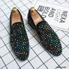 Fashion Luxury Designer Charm Rhinestones Pointed Flats Oxford Shoes Men Casual Loafers Formal Dress Footwear Sapatos Tenis Masculino
