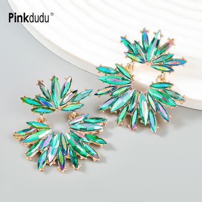 Multi-Color & Green Rhinestone Earrings Ultra Sparkle Statement Studs PD1064