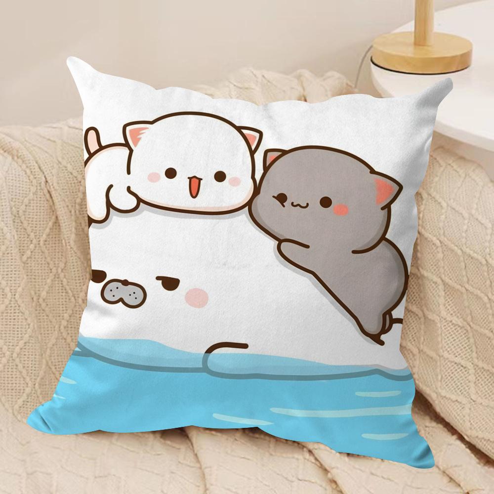 Sweet Cute PPeach Gomas Cushion Cover Silky Short Plush Invisible Zipper Dustproof Sofa Pillow Case For Home Decor