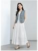 Xin Ge Women's Textured A-line Mid-length Skirt with Elastic Waist - Summer 2026 Collection