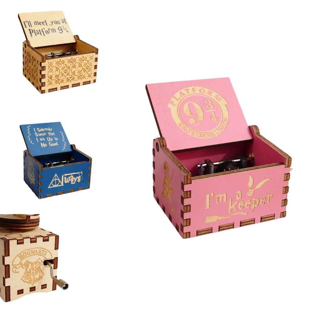 Vintage Harry Potter Hand-crank Music Box Exquisite Wooden Miniature Gift For Couples