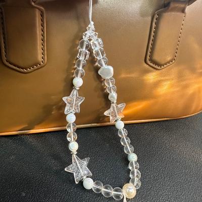 Korean Pearl Star Pendant Short Beaded Chain Phone Strap Cute Girl Phone Accessory