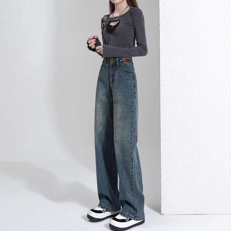 2025 Trendy Slimming High Waist Wide Leg Jeans for Women - Petite Fit, Straight Cut, Loose Pants