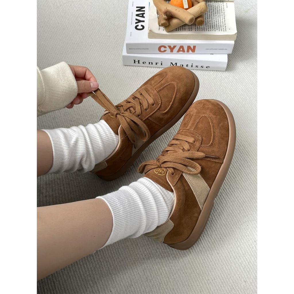 Round head doll head German training shoes women's 2025 spring and autumn new Korean version flat-soled Forrest Gump shoes casual sports board sho