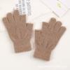 Winter Two Finger Touchscreen Rib Stitch Jacquard Plush Warm Knit Student Thick Half Finger Gloves