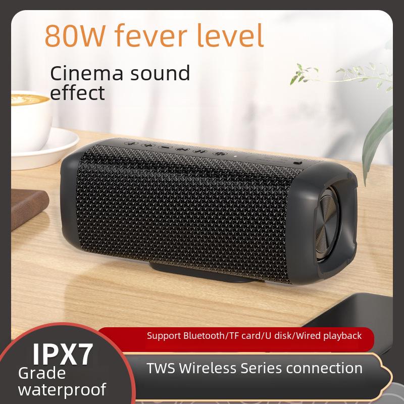 

Bluetooth-динамик HARLOOK V10: 80 Вт High Bass, 5.0, водонепроницаемые, TWS. чёрный