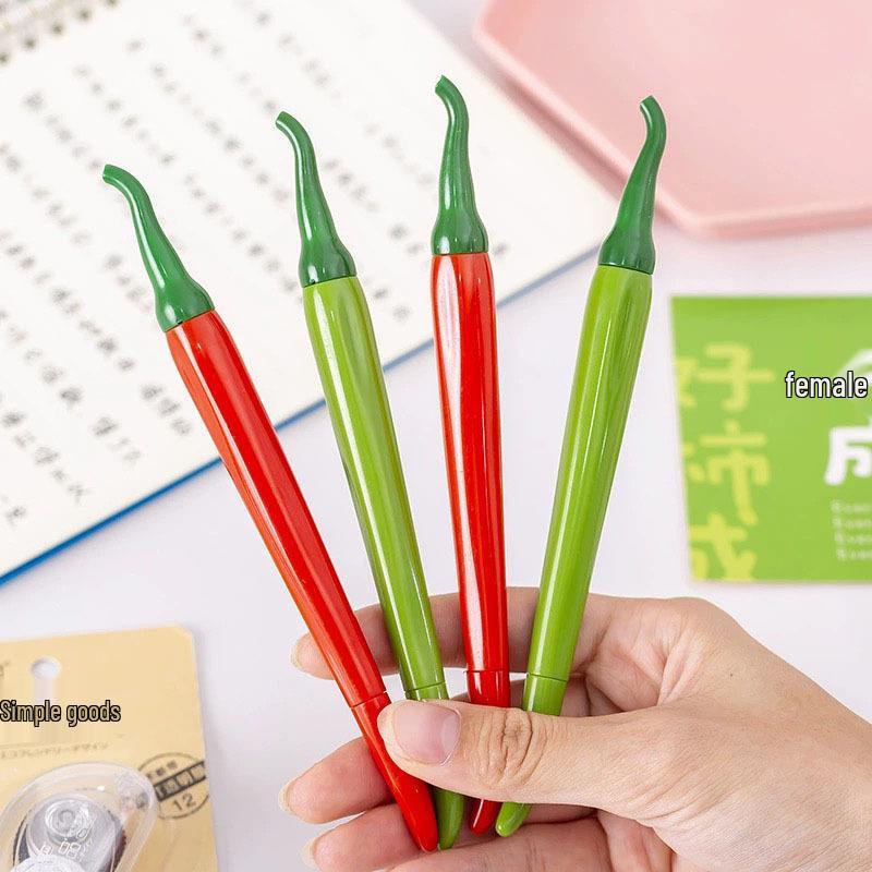 Creative Cartoon Chili Pepper Pen - Cute Fruit & Vegetable Design, Fun Novelty Stationery, Small Plastic Pen