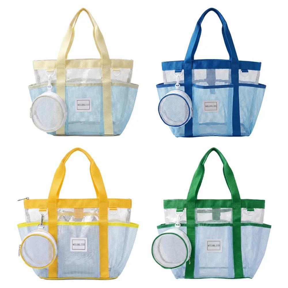 Waterproof Large Capacity Mesh Swimming Bag, Portable Outdoor Beach Tote for Women, Summer Travel Handheld Drainage Purse