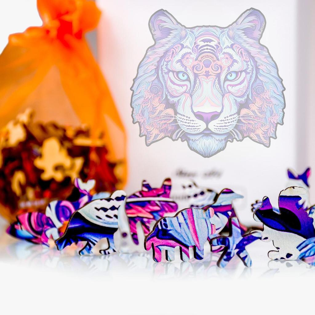 Adult children's wooden puzzle tiger cat a3 birthday gift for father