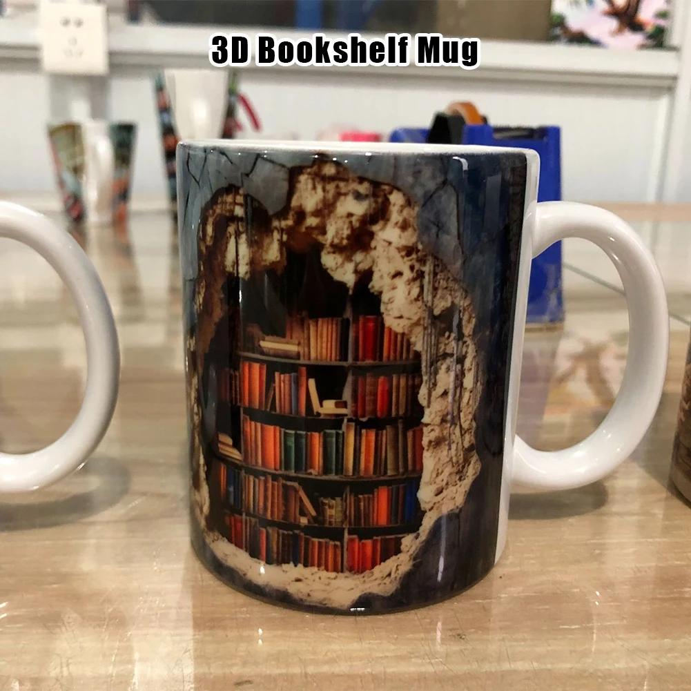 3D Bookshelf Mug Creative Room Design Ceramic Bookshelf Coffee Cup Bookshelf Coffee Mug Library Shelf Mug Gifts for Book Lovers