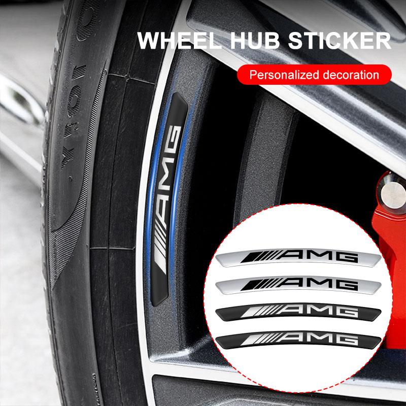 4Pc Car Badge Emblem Wheel Hub Rims Decor 3D Stickers Aluminum For Mercedes-Benz W213 W212 W220 W221 W222 W108 W126 W140 W168