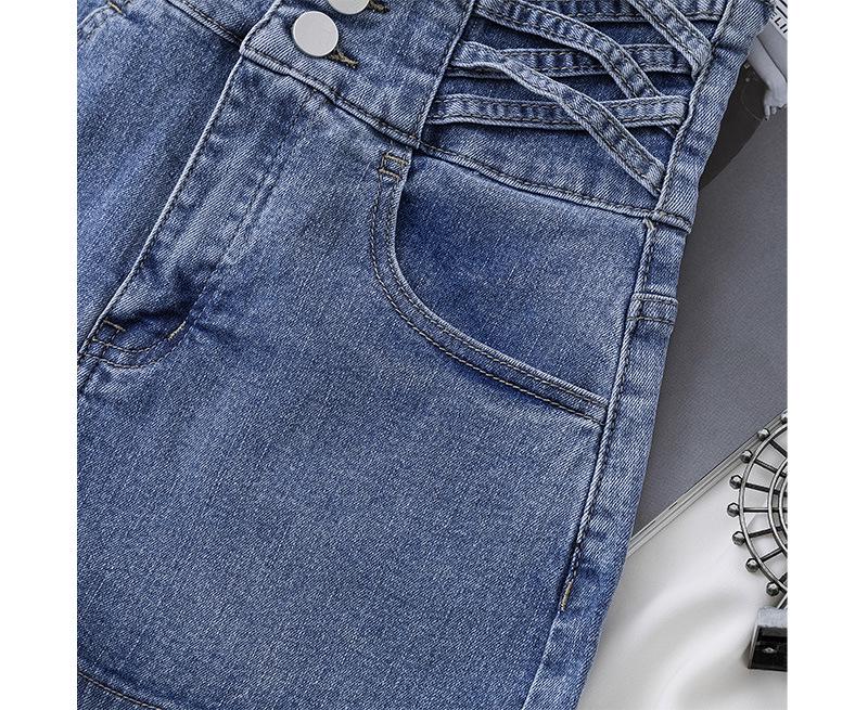 Women's 2025 Summer High-Waisted Denim Shorts: Korean Style, Slimming, Elastic Tummy Control, Bodycon A-Line Design