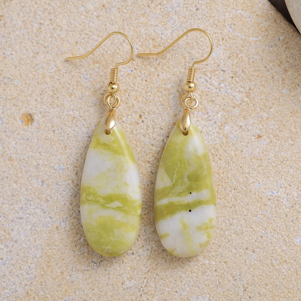 Luxury High Quality Natural Emperor Stone Water Drop Earrings Earrings European and American Popular Retro Jewelry