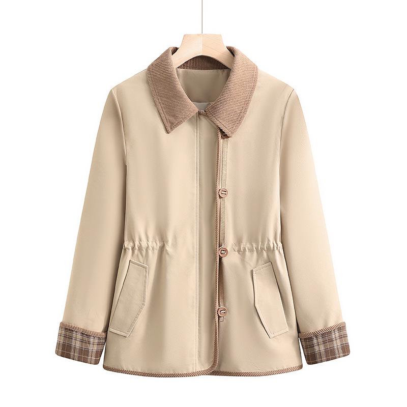 2025 Spring and Autumn Fashion Turn-Down Collar Jacket for Middle-Aged and Elderly Women