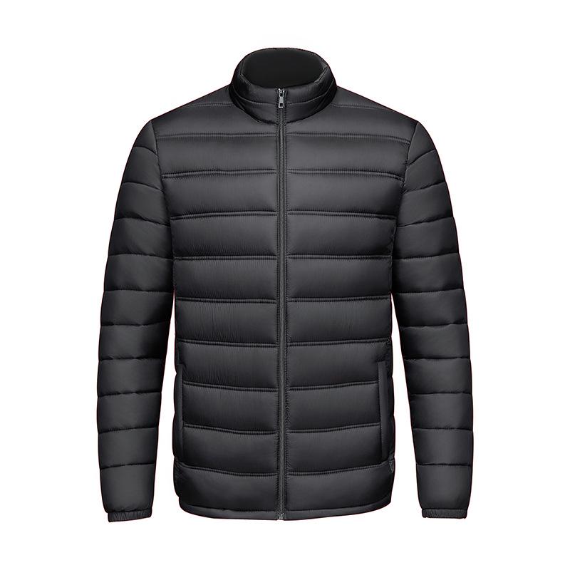 

Men s Cross-Border Cotton Jacket: Autumn/Winter Casual Versatile Stand Collar Zipper Warm Coat L чорний