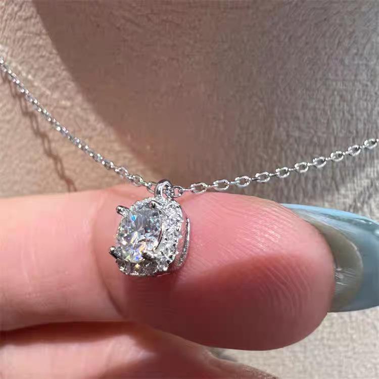 S925 Sterling Silver Square Pendant Necklace with Zirconia, Women's Light Luxury Clavicle Chain, 2025 Design.