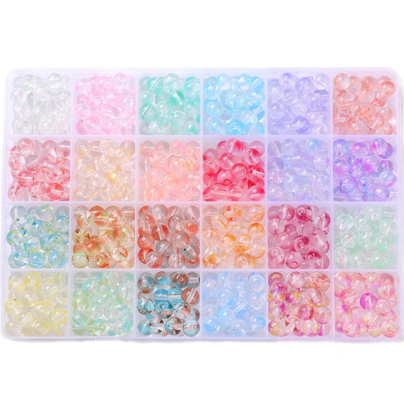 8mm Glas Gelee Kristall Runde Perlen Materialpaket Handgemachtes DIY Armband Zubehör Set Perlen Set