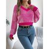 Women's Sweatshirt - Autumn/Winter Casual Striped Bell-Sleeve Pullover Cropped Knitwear