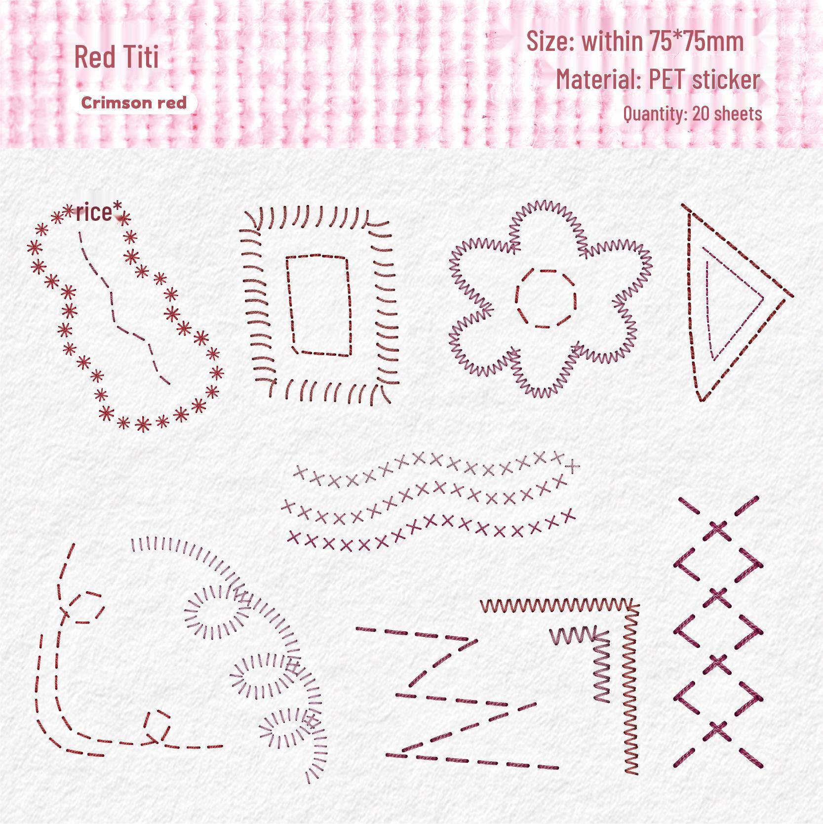 RetroStory Journal Decoration Stickers - Embroidery Thread Series, PET Material, 20 Sheets