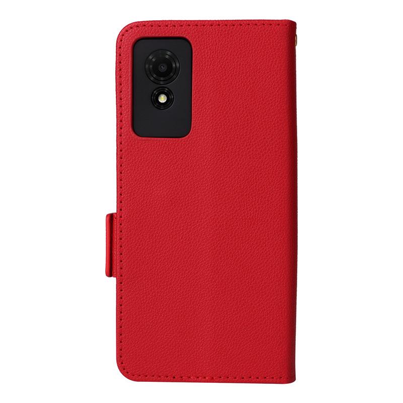 TCL 501 4G Leather Phone Case with Card Slot, Stand, and Lanyard.