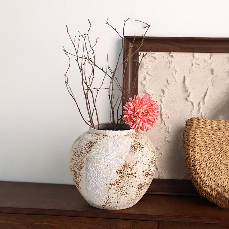 Retro Chinese Wabi-Sabi Ceramic Vase: High-End Decorative Pottery for Elegant Flower Arrangements In Living Rooms