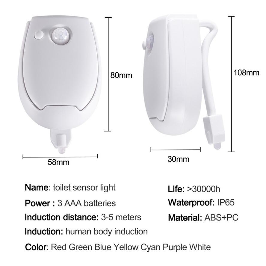 1PC LED Lampka nocna PIR Czujnik ruchu LED Lampki toaletowe Lampka nocna do łazienki 8 kolorów Oświetlenie muszli klozetowej do łazienki