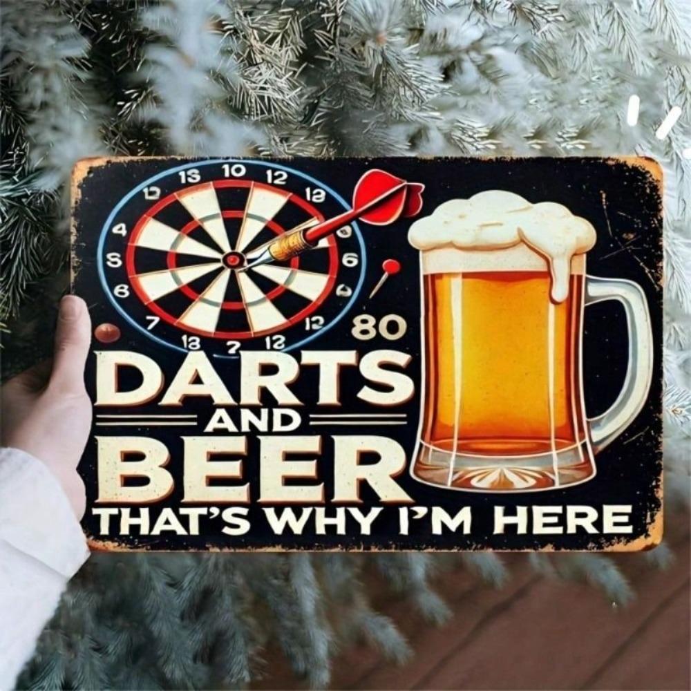 Metall Wandkunst Retro Dart und Bier Design für Bar Pub 8x12 Zoll