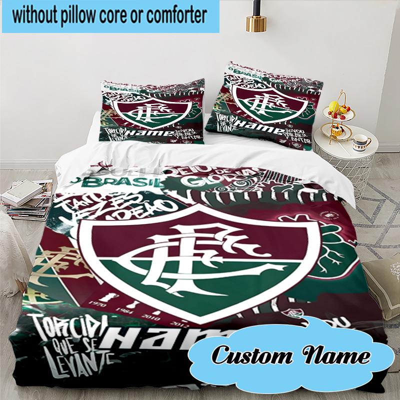 3PCS Custom Name Flamengo Team Crest Bedding Set, Including 1pc Duvet Cover And 2pcs Pillowcases, Suitable for dorms and bedrooms Gift