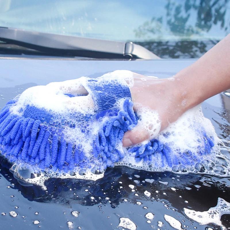 Coral Sponge Brush Car Wash, Soft Towel, Ultra-fine Fiber Chenille Hand Wash Case, Coral Velvet Car Gloves, Cleaning Products