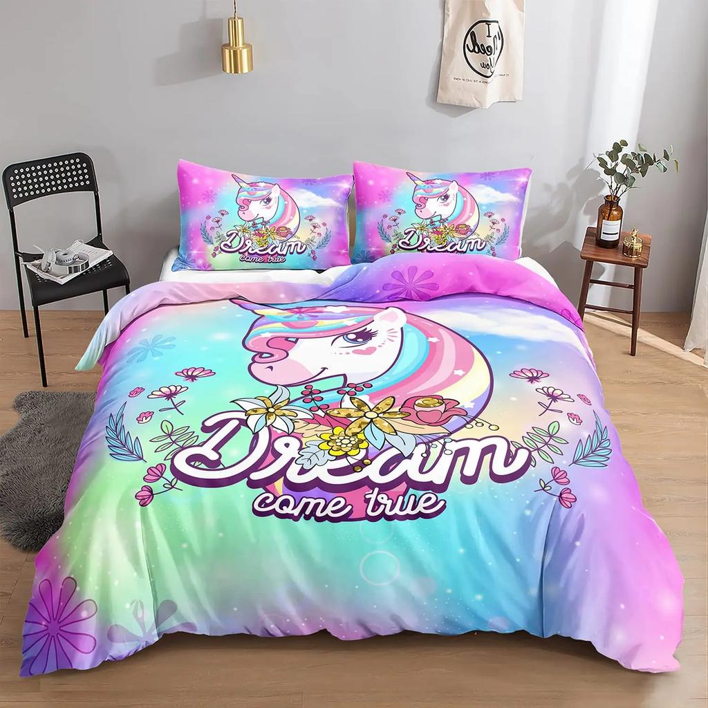Mermaid Duvet Cover SetStarfish Blue Undersea Style Dreaming Fairy Tale Bedding Set Girly Comforter Cover Bedroom Decor Gifts