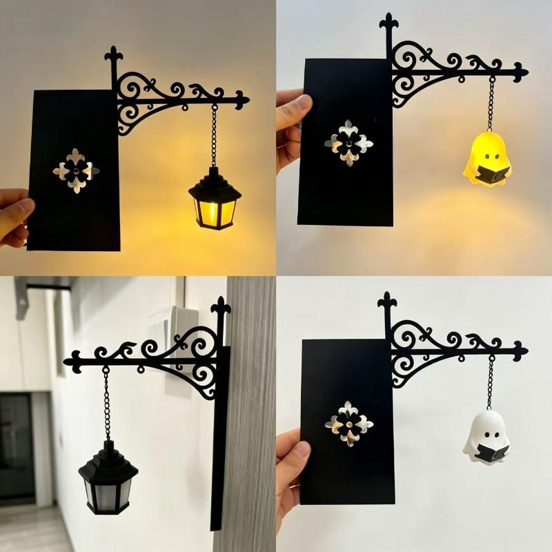Vintage Gothic Metal Reading Lamp Led Night Light Ornament Book Decor Hanging Bookshelf Lamp For Study Home Library