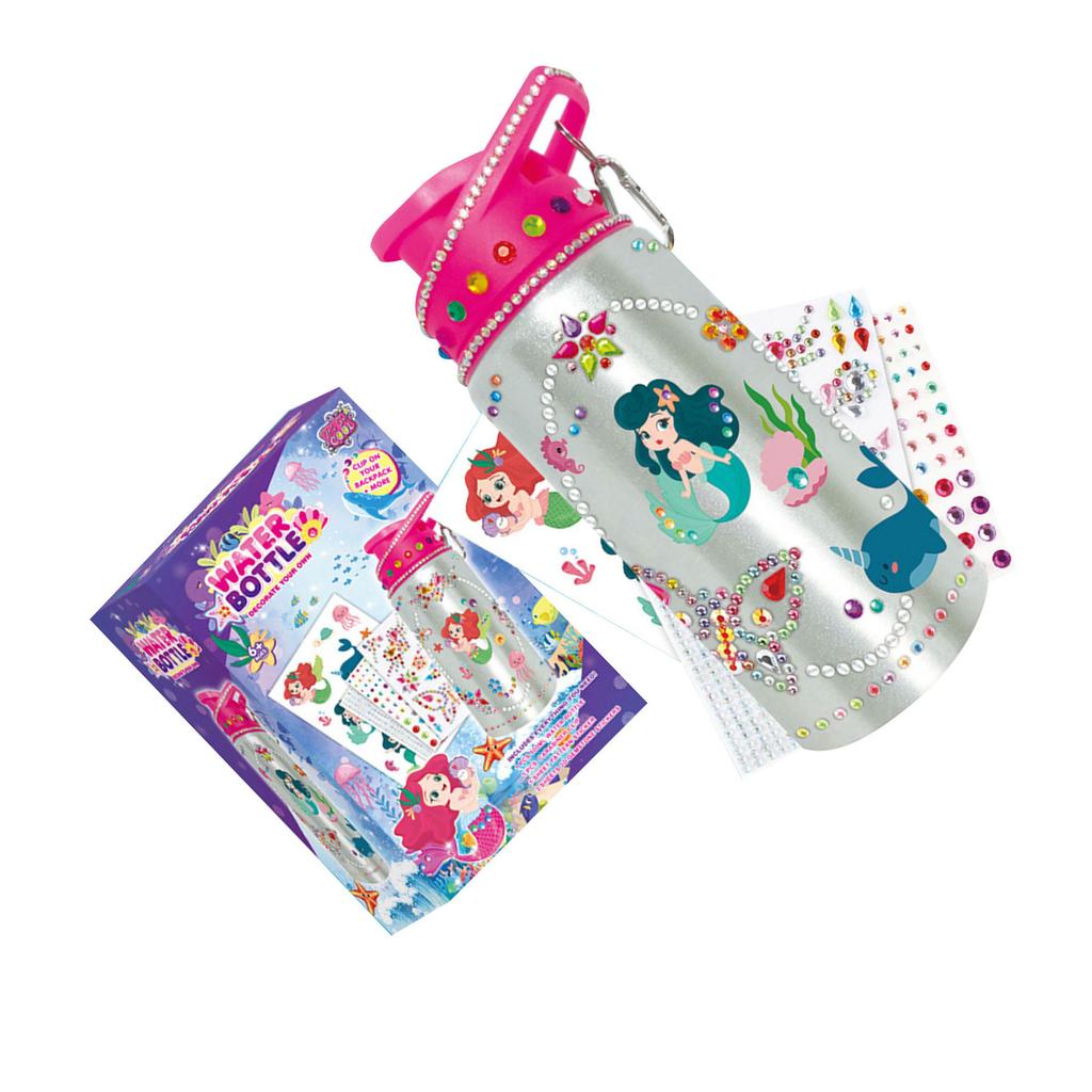 DIY Diamond Water Bottle Dinosaur Thermos with Gems Stickers Metal Vacuum Insulated Mug Birthday Gift for Girls Children