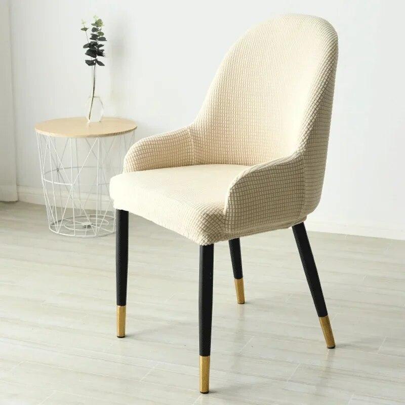 1/2/4/6pcs Polar Fleece Dining Chair Cover Elastic All-inclusive Solid Color Curved Back Chair Slipcovers Furniture Protector