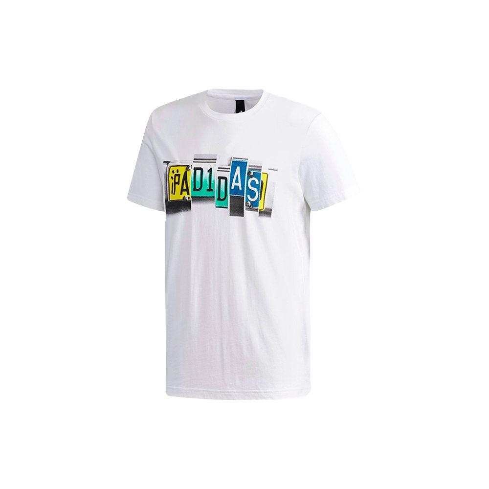 adidas T Shirts Men's White Crew Neck Moderate Straight Fit DX0641