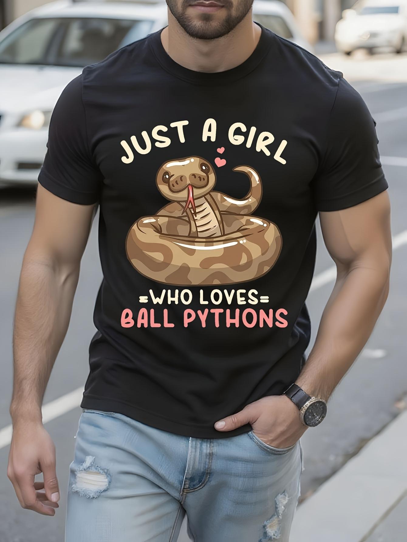 Just a Girl Who Loves Ball Pythons Graphic Tshirt Graphic... XL
