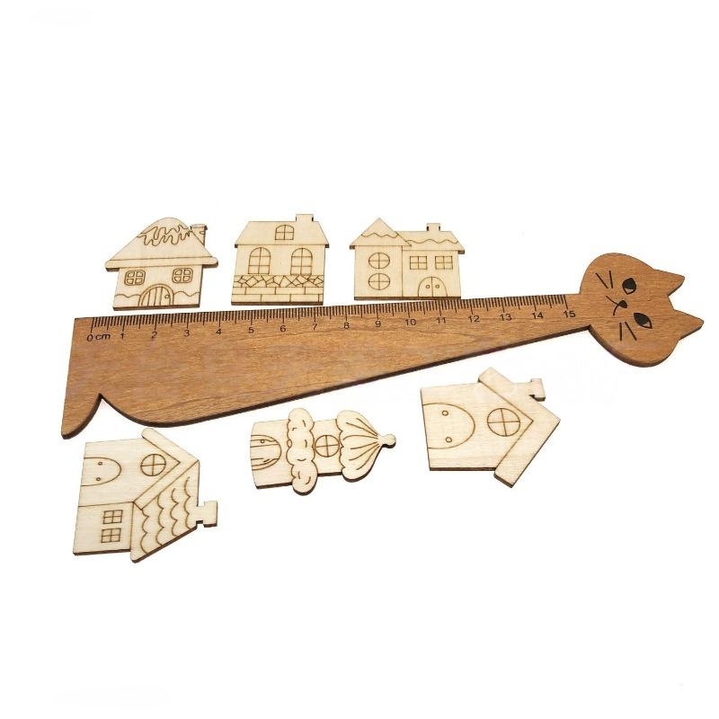 50 PEZZI Decorazioni Natalizie in Legno Non Finite Forma di Casa Etichette Fette Albero Appendi Casa Artigianato Ritagli di Legno Abbellimenti per Fai da Te