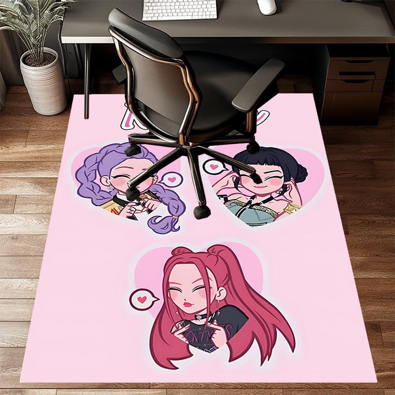 Custom KPop Demon Hunters Mat Personalized Name, Polyester Washable Indoor Entryway Rug, Gift for Christmas, Easter, Thanksgiving Day