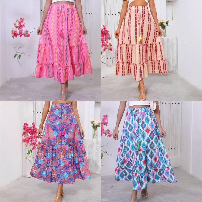 Women's Boho Vacation Print Hemline Skirt