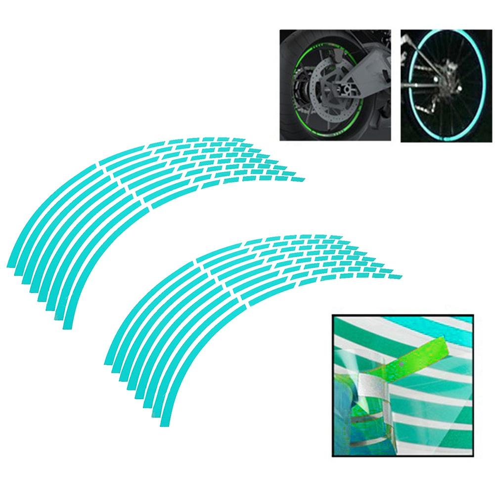 16pcs Bike Motorcycle 16-18inch Reflective Wheel Strip Stickers Decoration Accessory(Blue)