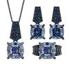 2026 New Huabi Jewelry Copper Bottom Gold-plated Simulation Nordic Blue Temperament Light Luxury Set Main Stone 14-12mm