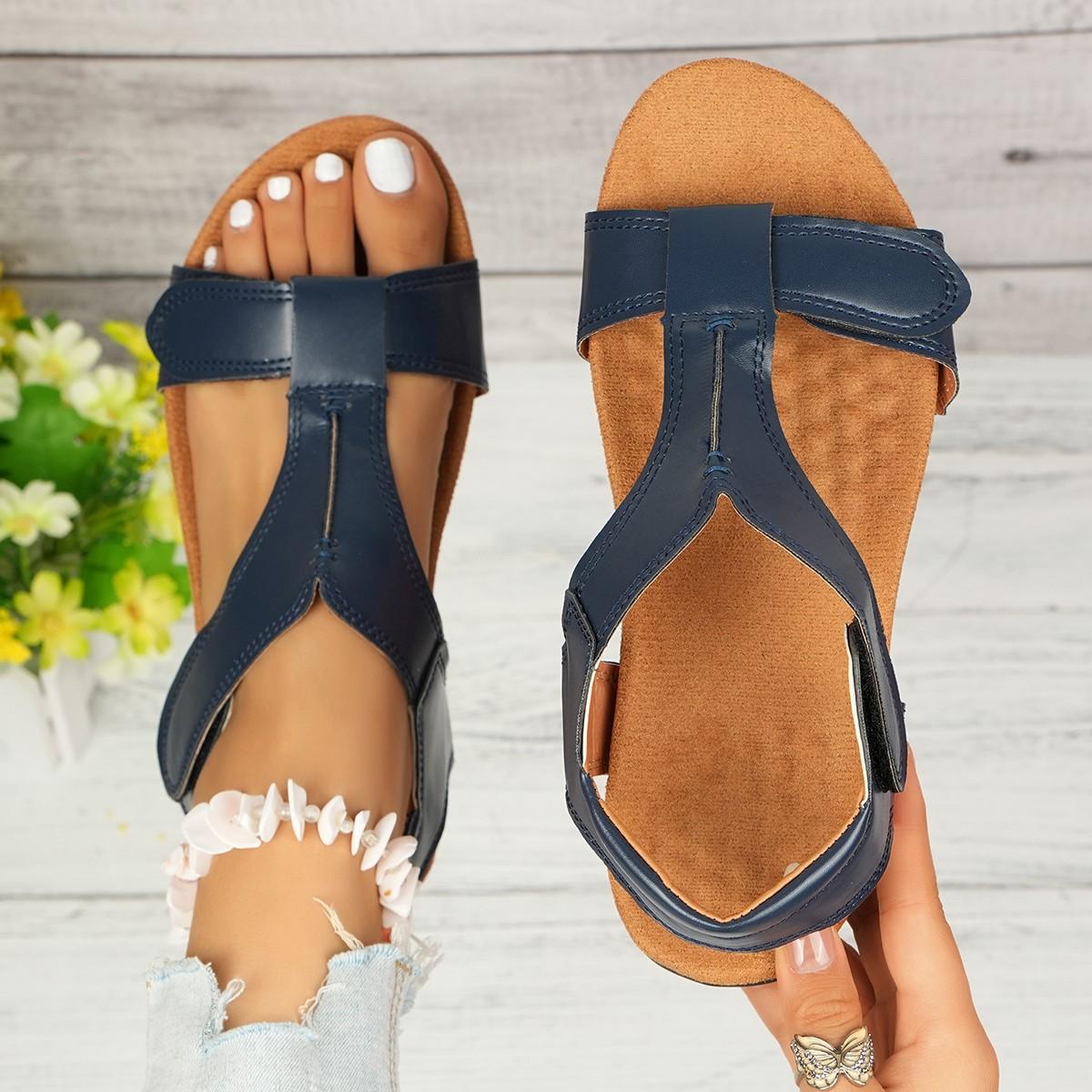 

New large size sandals women s flat Velcro casual beach sandals 35