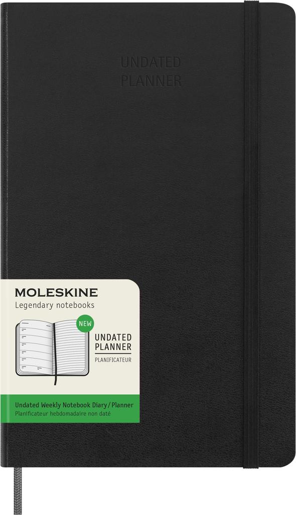 Moleskine Undated 12 Month Weekly Diary Hardcover Large Size wide x 21cm Black DUNDB12WN3 (13cm long)