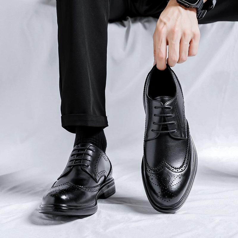 Classic Men's Genuine Leather Shoes Spliced with Business Shoes Versatile Casual Shoes Banquet Dress Shoes Luxury Wedding Shoes